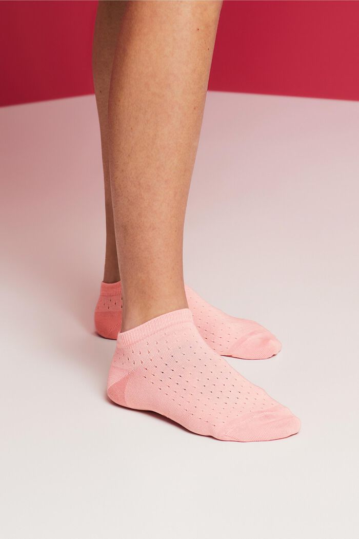 Nízké ponožky s vyšívanými dírkami, 2 páry, PINK/WHITE, detail image number 1