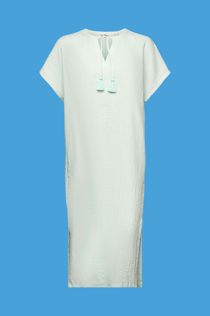 Plážové tunikové šaty, 100% bavlna, DUSTY GREEN, detail image number 5