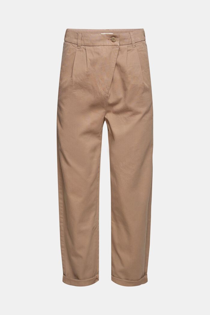 Kalhoty chino s vysokým pasem, 100% bavlna Pima, TAUPE, overview