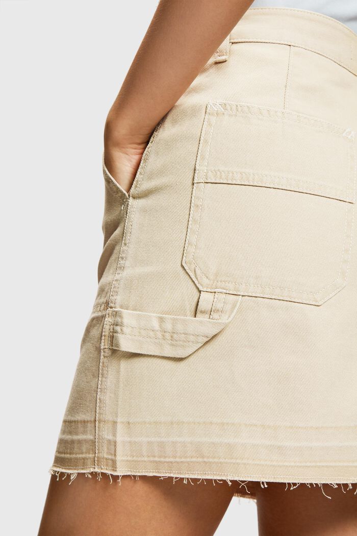 Mini sukně v pracovním stylu s nezačištěným okrajem, SAND, detail image number 2