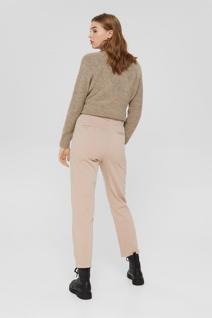 Kalhoty s vysokým pasem z bio bavlny, LIGHT TAUPE, detail image number 3