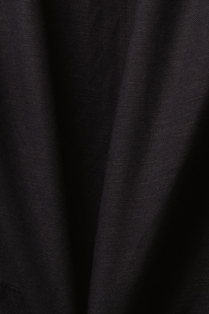 Midi šaty z tkaniny ze směsi lnu a viskózy, BLACK, detail image number 5