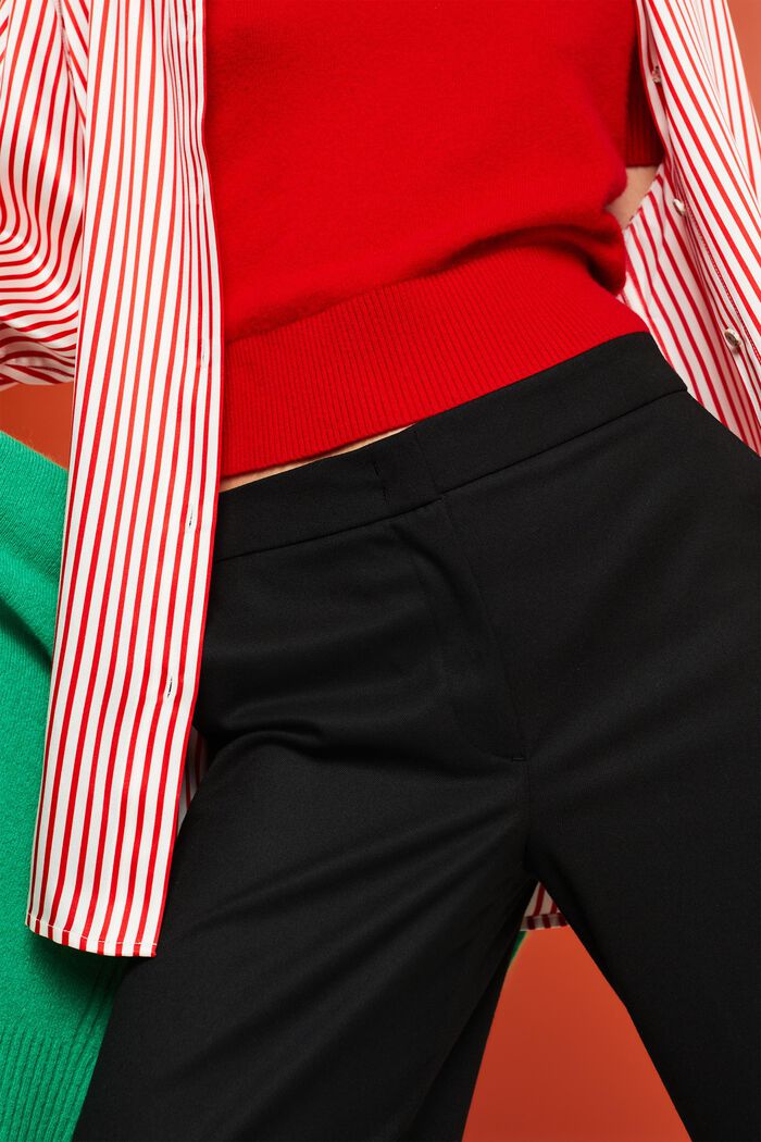 Flanelové kalhoty s rozparky na spodním lemu, BLACK, detail image number 4