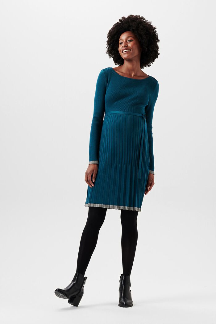 Plisované pletené šaty, bio bavlna, ATLANTIC BLUE, detail image number 0