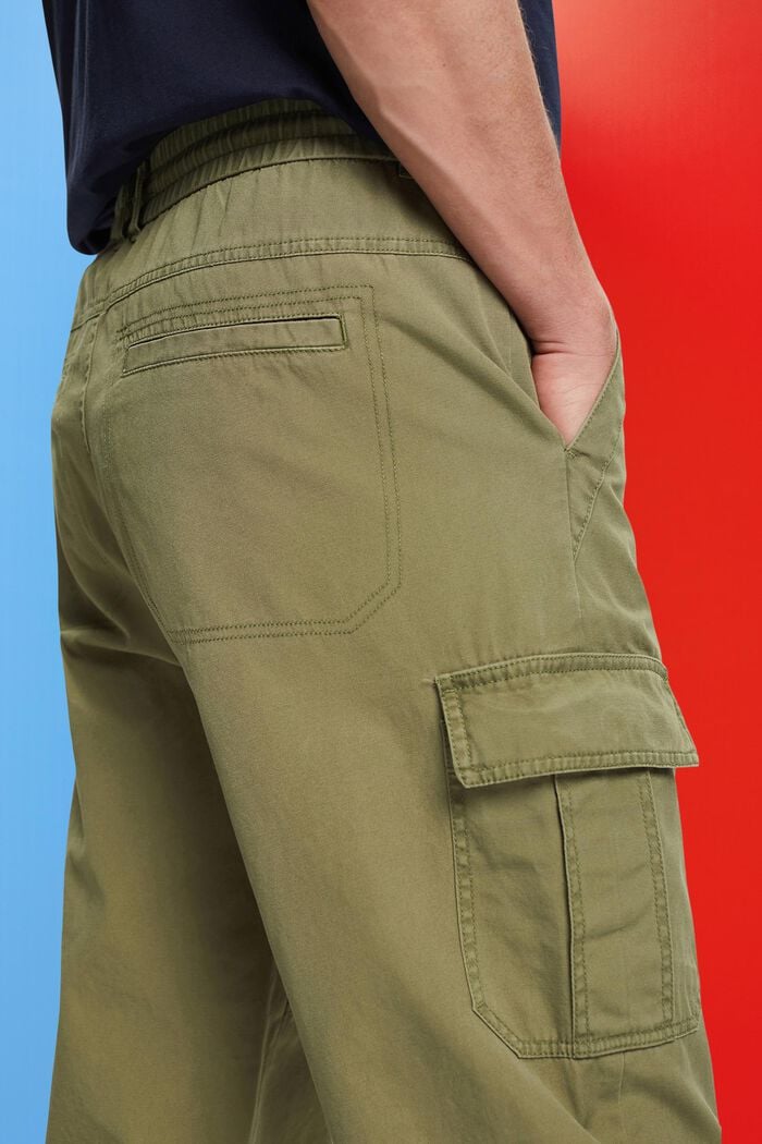 Bavlněné cargo kalhoty se zúženými nohavicemi, OLIVE, detail image number 4