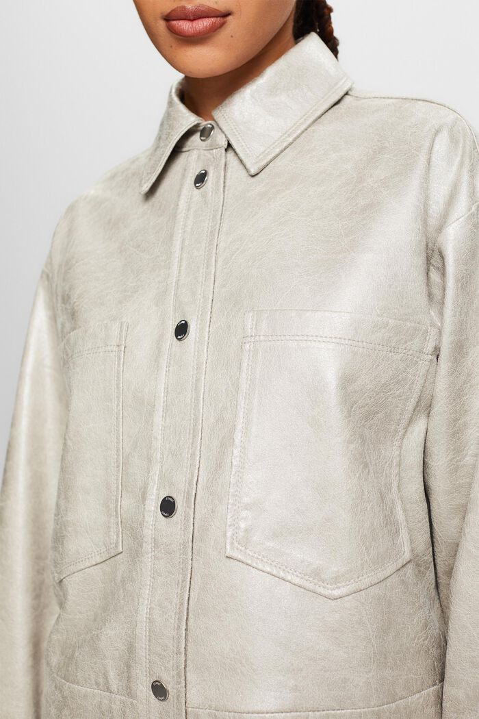 Košilová bunda s metalickou povrchovou úpravou, LIGHT GREY, detail image number 3