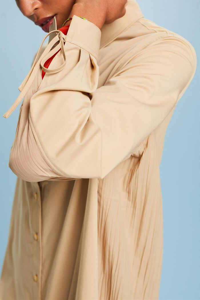 Košilové midi šaty ze zmačkaného materiálu, SAND, detail image number 3