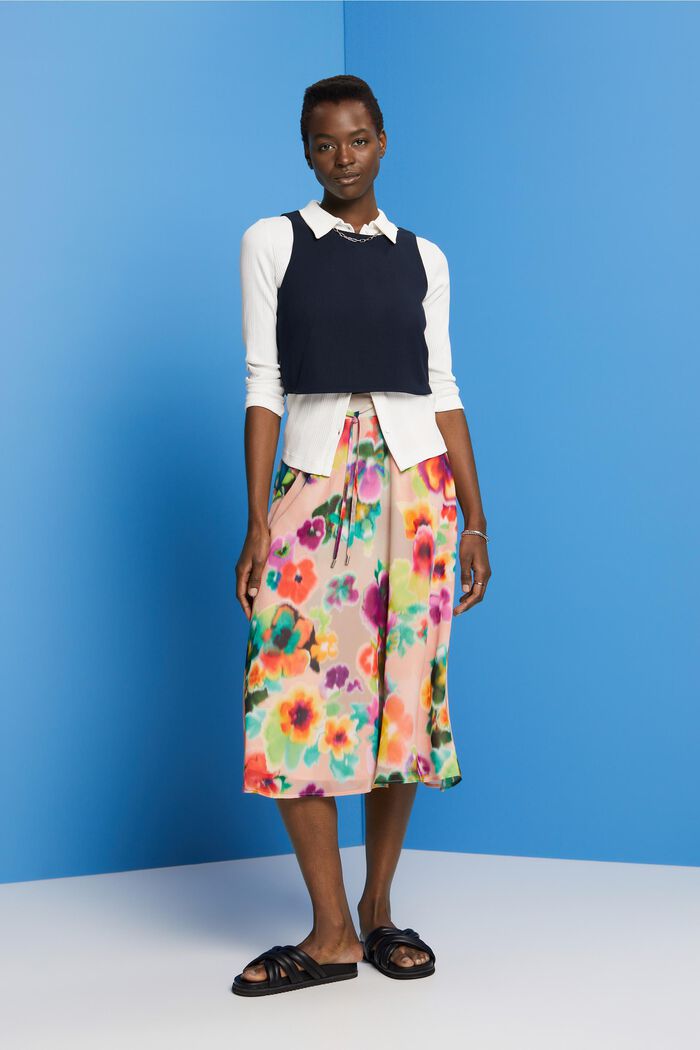 Midi sukně s barevným potiskem, CORAL, detail image number 1