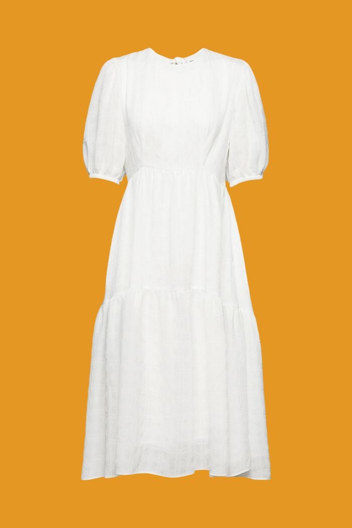 Lehké midi šaty s balonovými rukávy, OFF WHITE, detail image number 5