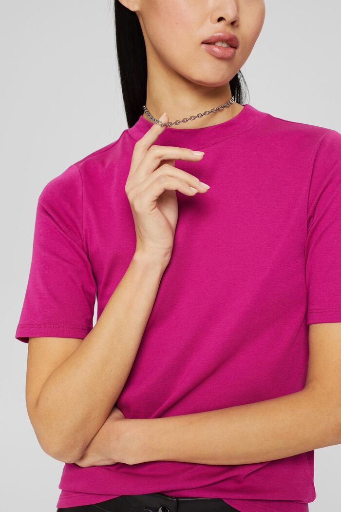 Basic tričko z bavlněného žerzeje, PINK FUCHSIA, detail image number 2
