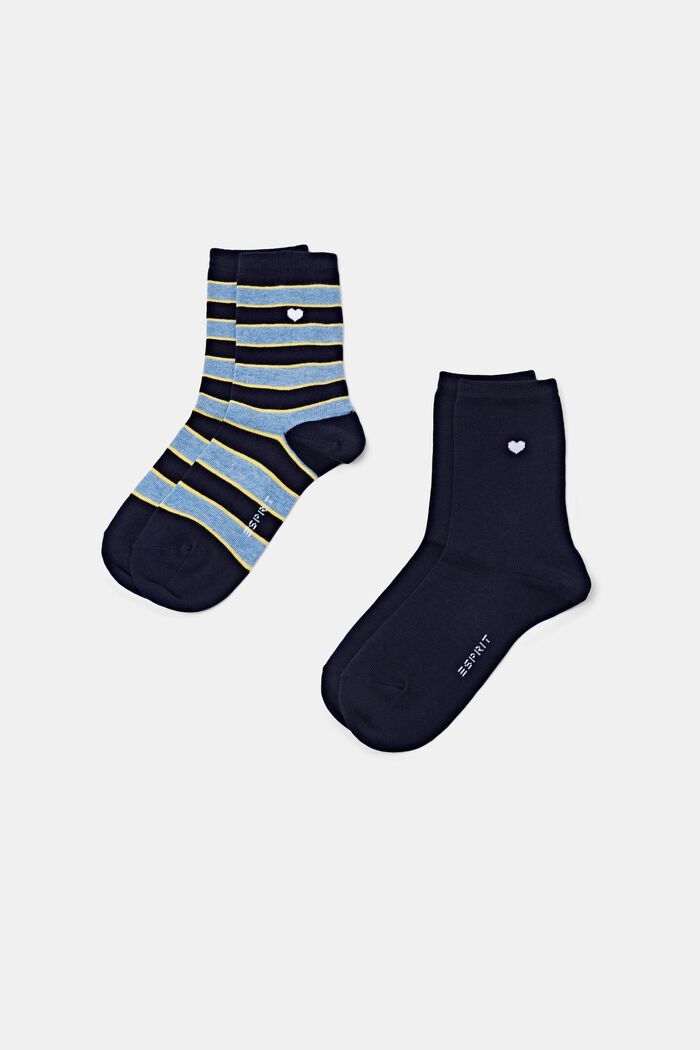 Proužkované ponožky, 2 páry v balení, SPACE BLUE, detail image number 0