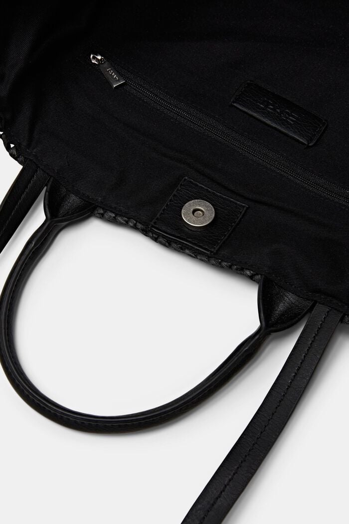Velká háčkovaná kabelka tote, BLACK, detail image number 3