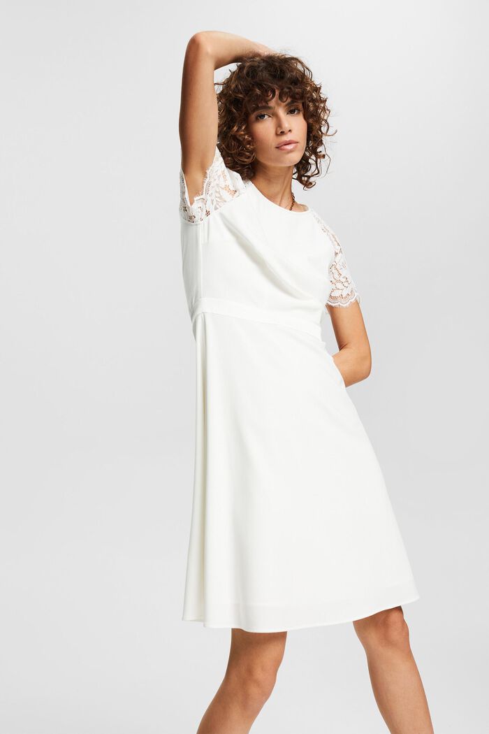 Šaty s krajkovými rukávy, OFF WHITE, detail image number 0