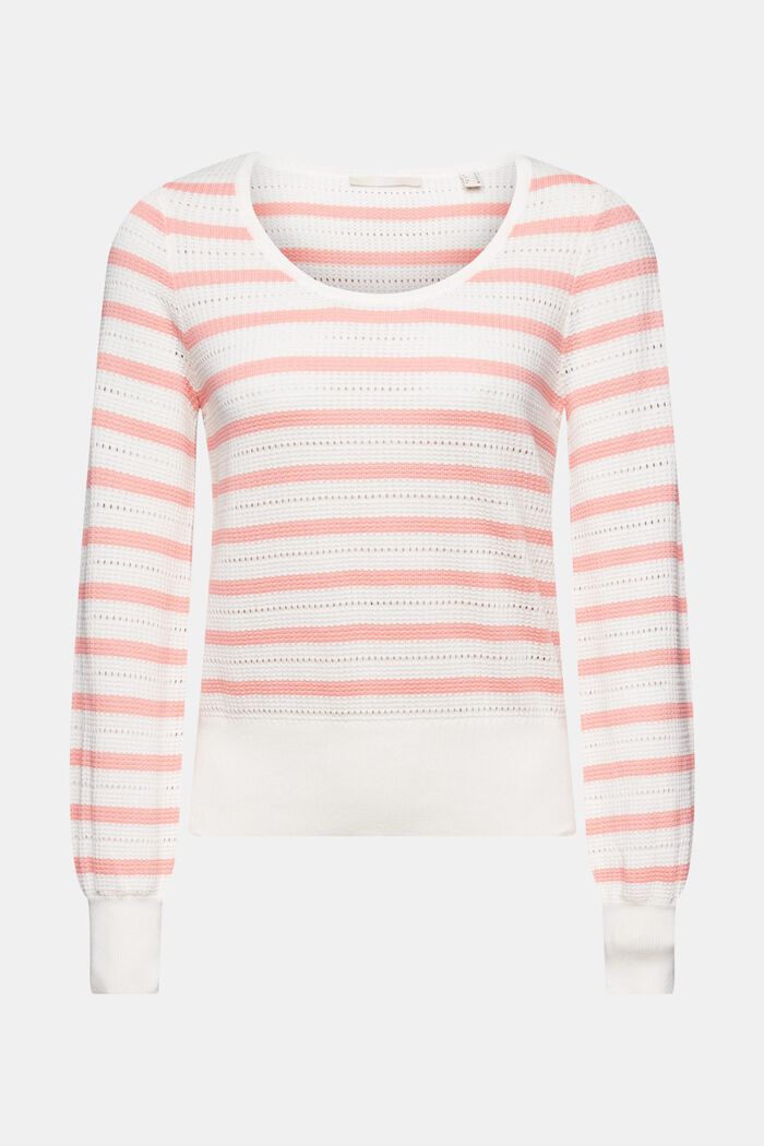 Bavlněný pulovr s dírkovaným vzorem, NEW OFF WHITE, detail image number 6