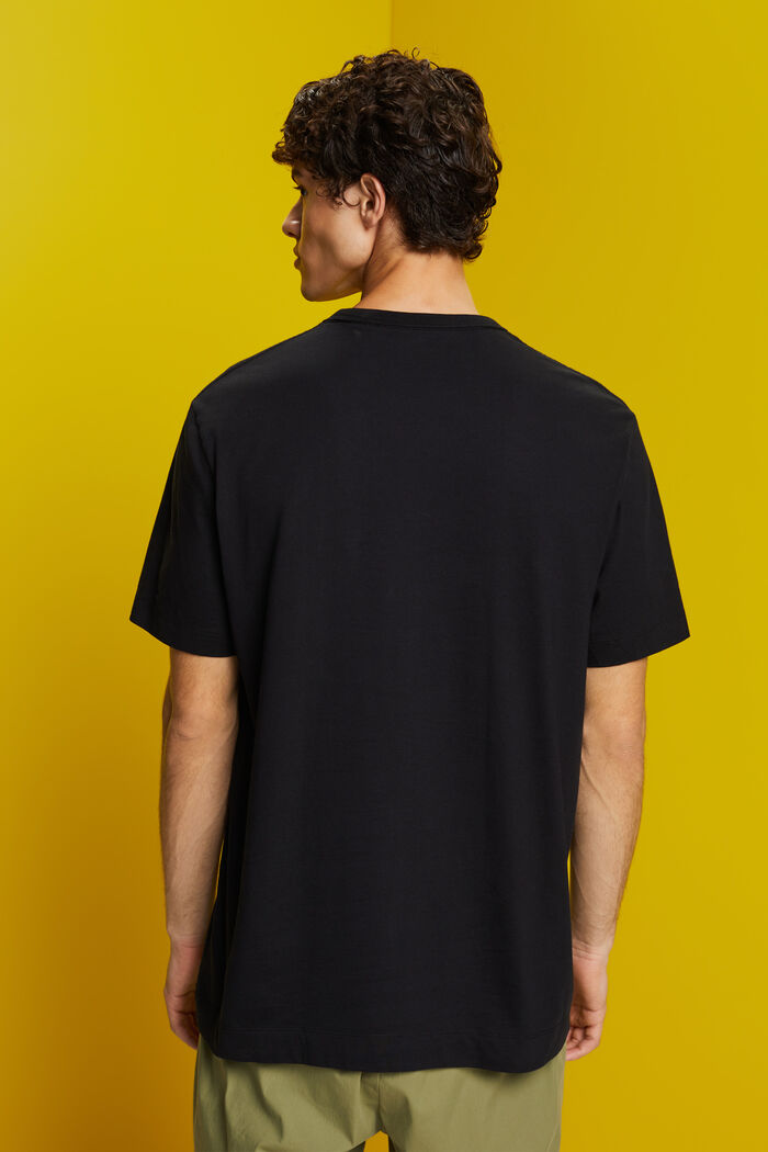 Žerzejové tričko s potiskem na hrudi, 100% bavlna, BLACK, detail image number 3