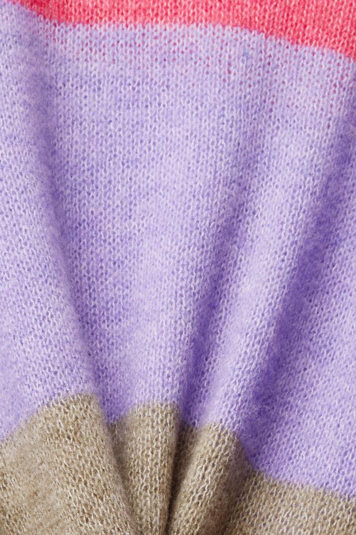 Pruhovaný svetřík ze směsi vlny, PINK FUCHSIA, detail image number 5