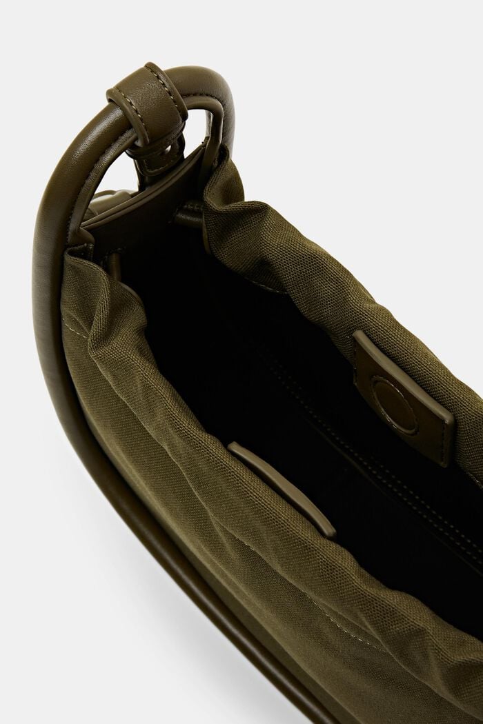 Veganská kabelka přes rameno s lemy z imitace kůže, OLIVE, detail image number 3