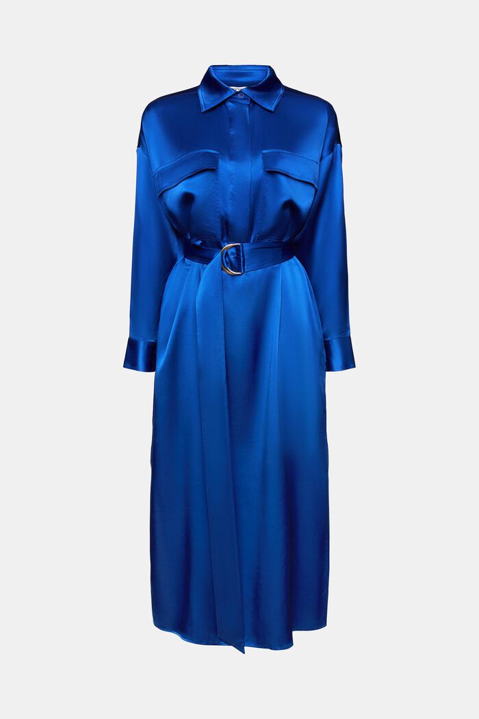 Hedvábné midi šaty s opaskem, BRIGHT BLUE, detail image number 6