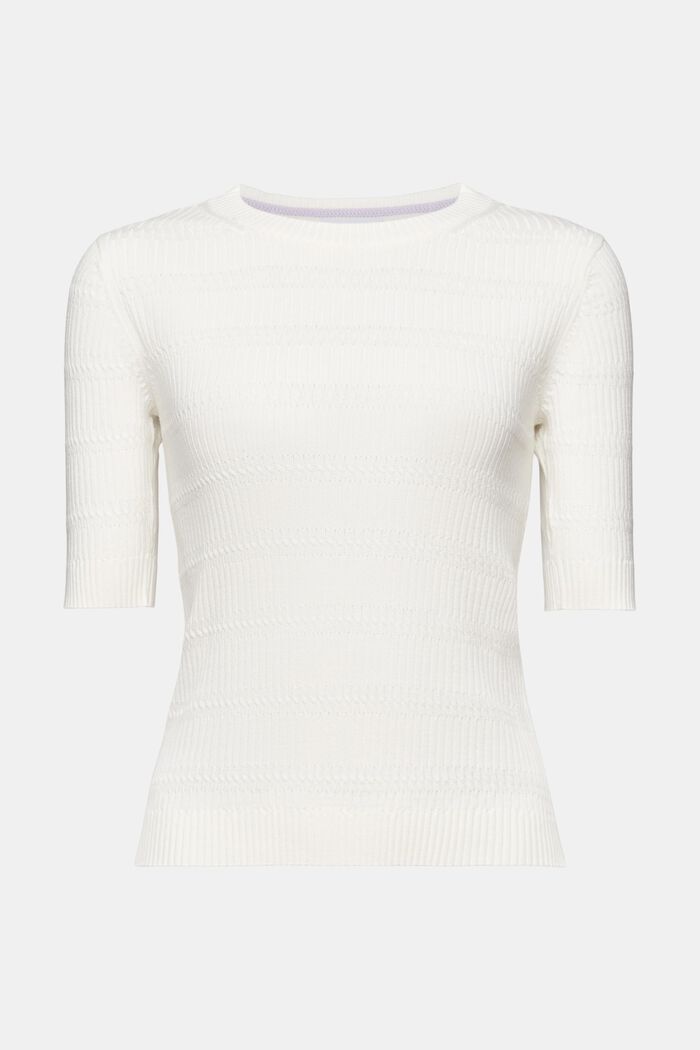 Pletený pulovr s krátkým rukávem, OFF WHITE, detail image number 7