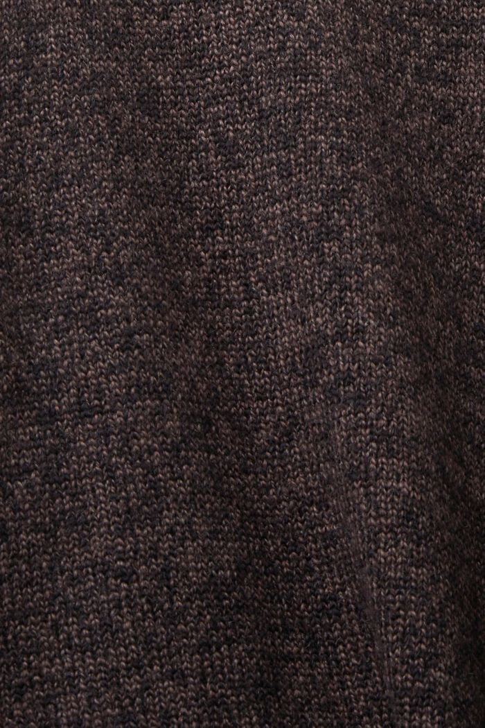 Dvoubarevný pletený pulovr se špičatým výstřihem, DARK BROWN, detail image number 5