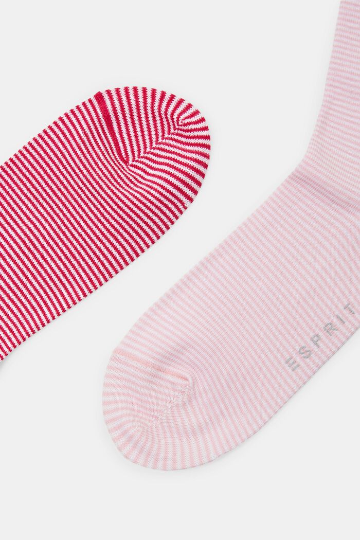 Pruhované ponožky se srolovaným lemem, bio bavlna, RED/ROSE, detail image number 2