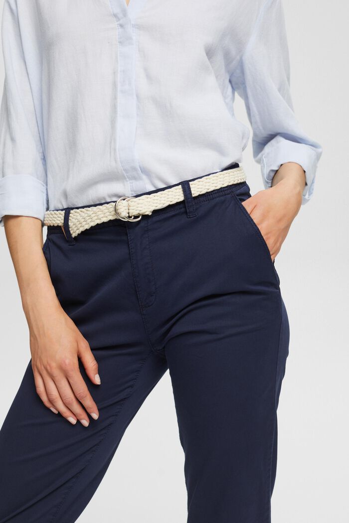 Kalhoty chino se splétaným páskem, NAVY, detail image number 0