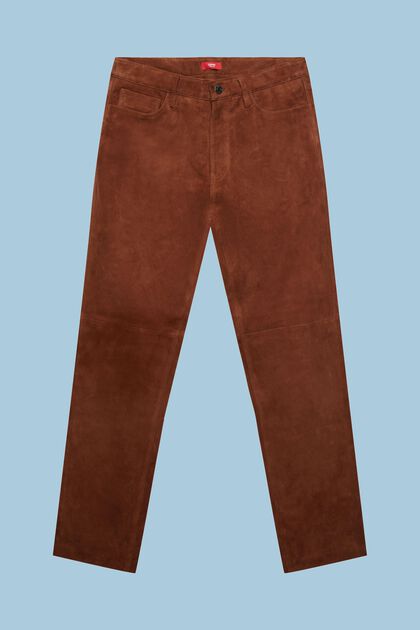 Semišové kalhoty s rovnými nohavicemi
