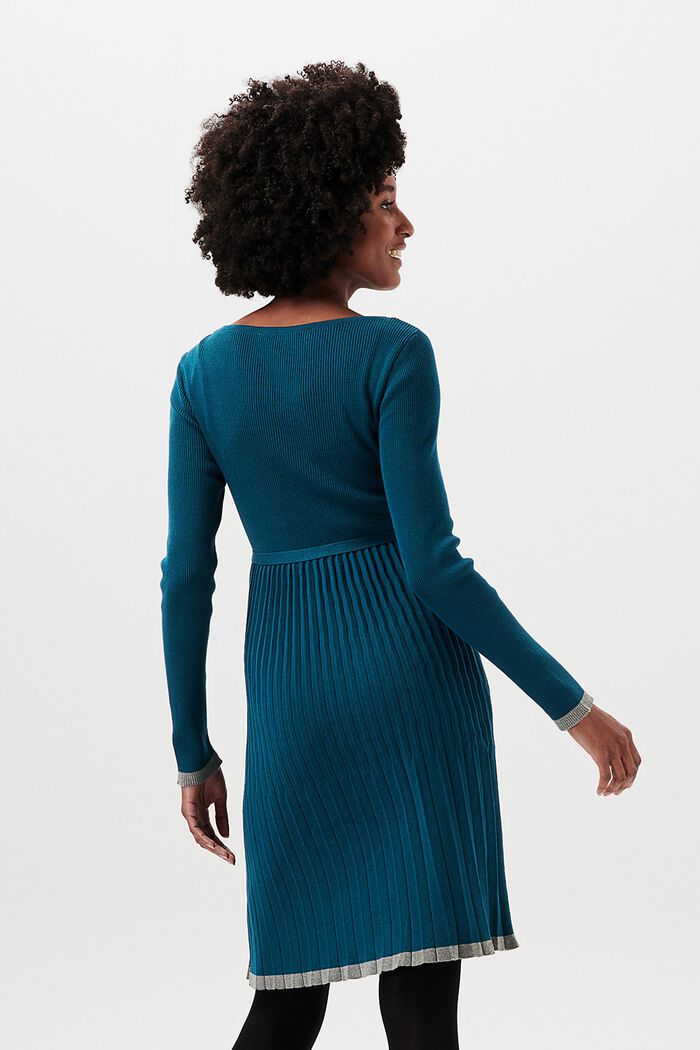 Plisované pletené šaty, bio bavlna, ATLANTIC BLUE, detail image number 1