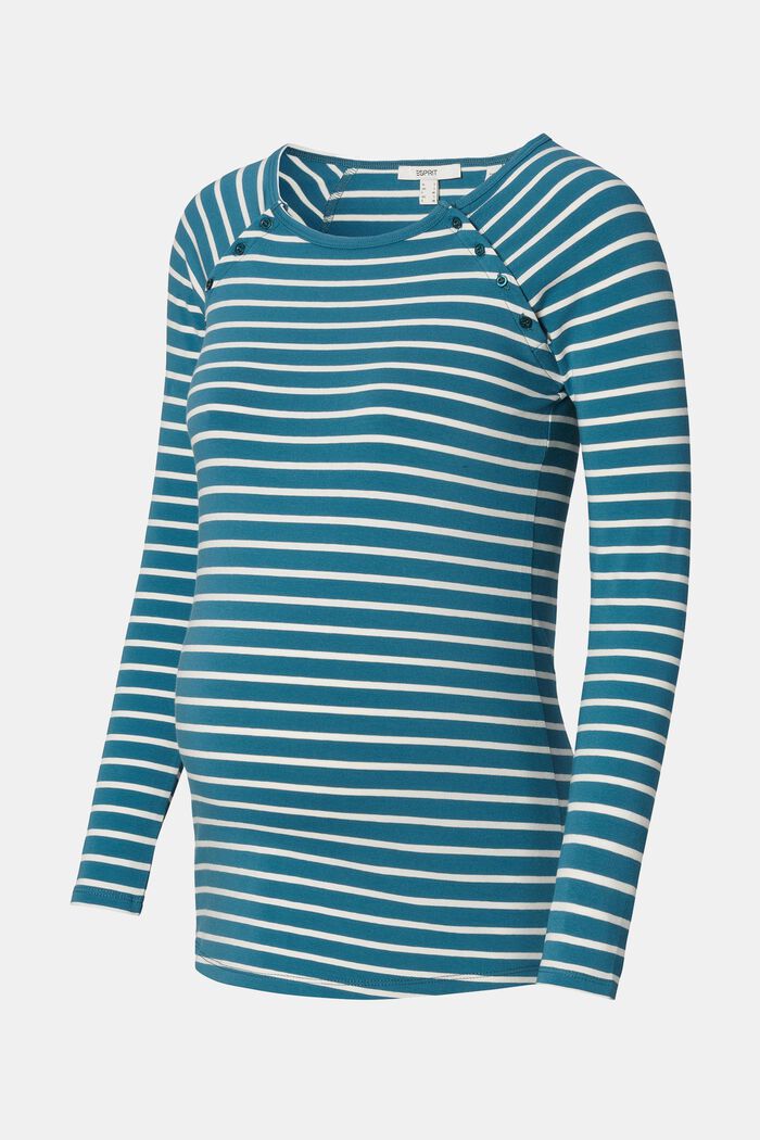 Pruhované tričko s dlouhým rukávem a úpravou na kojení, TEAL BLUE, detail image number 6