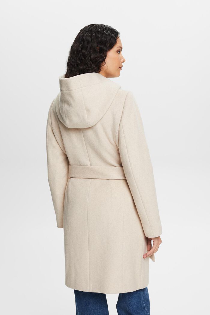 Z recyklovaného materiálu: kabát s kapucí a páskem, ze směsi s vlnou, ICE, detail image number 2