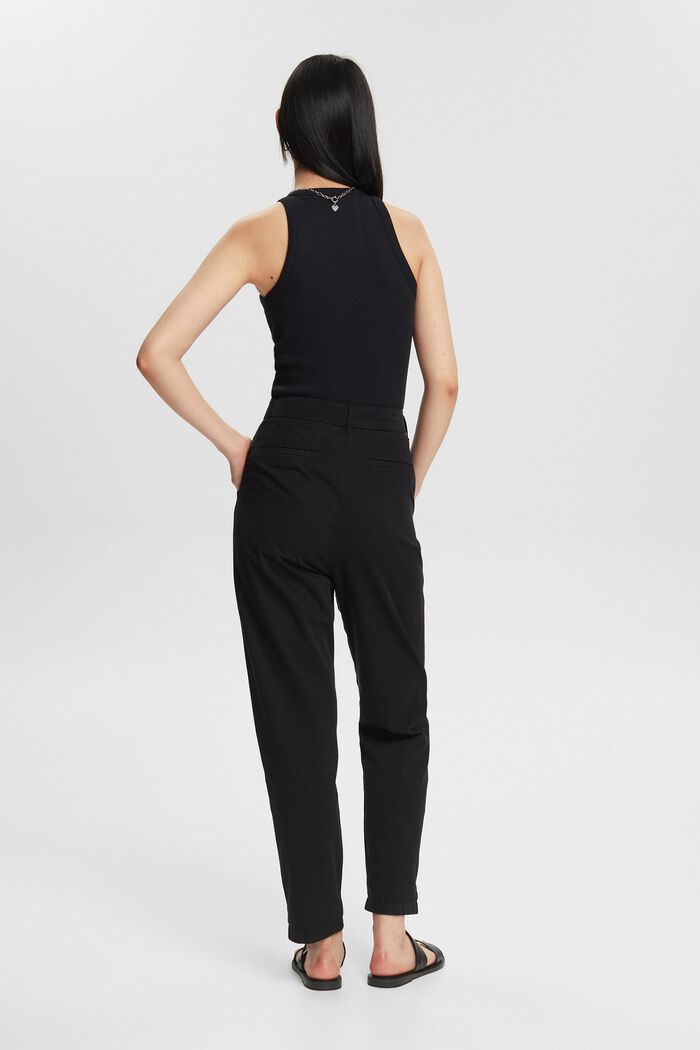 Kalhoty chino s vysokým pasem, 100% bavlna Pima, BLACK, detail image number 2