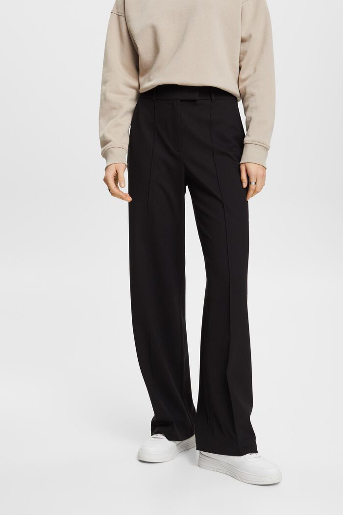 Kalhoty se středním pasem a širokými nohavicemi, BLACK, detail image number 0