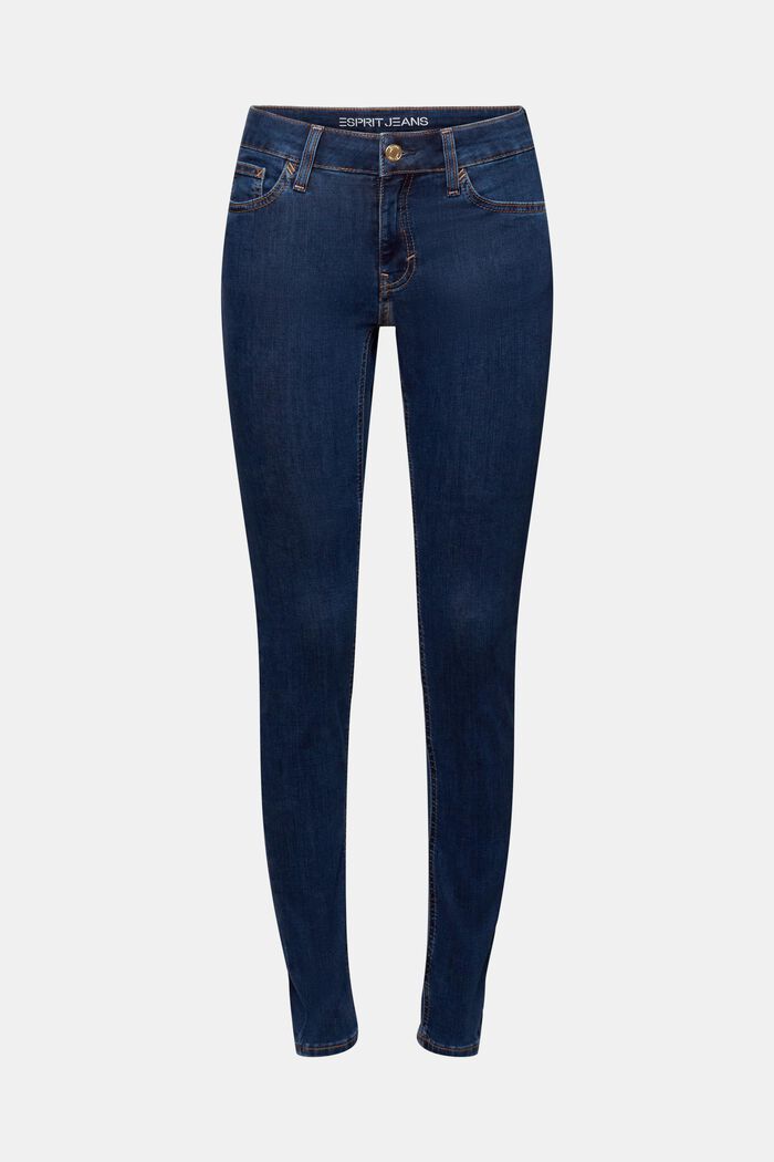 Skinny džíny se střední výškou pasu, BLUE DARK WASHED, detail image number 7