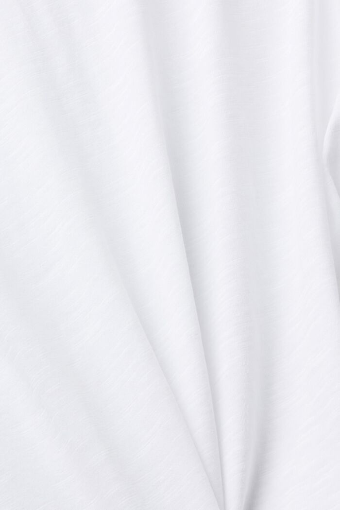Bavlněné tričko s výstřihem do V a ozdobným prošíváním, WHITE, detail image number 5