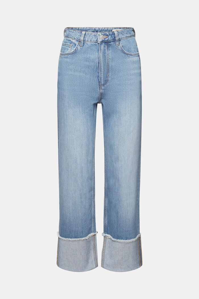 Zkrácené džíny s přišitým ohrnutím, TENCEL™, styl osmdesátek, BLUE LIGHT WASHED, detail image number 7