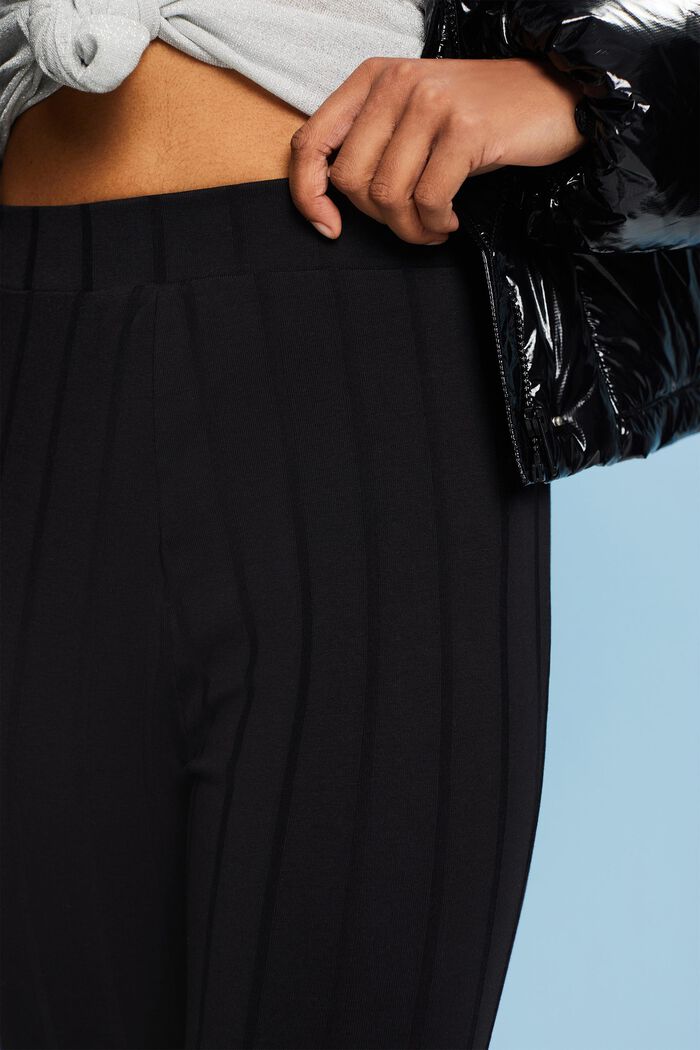 Rozšířené kalhoty z žebrového žerzeje, BLACK, detail image number 2