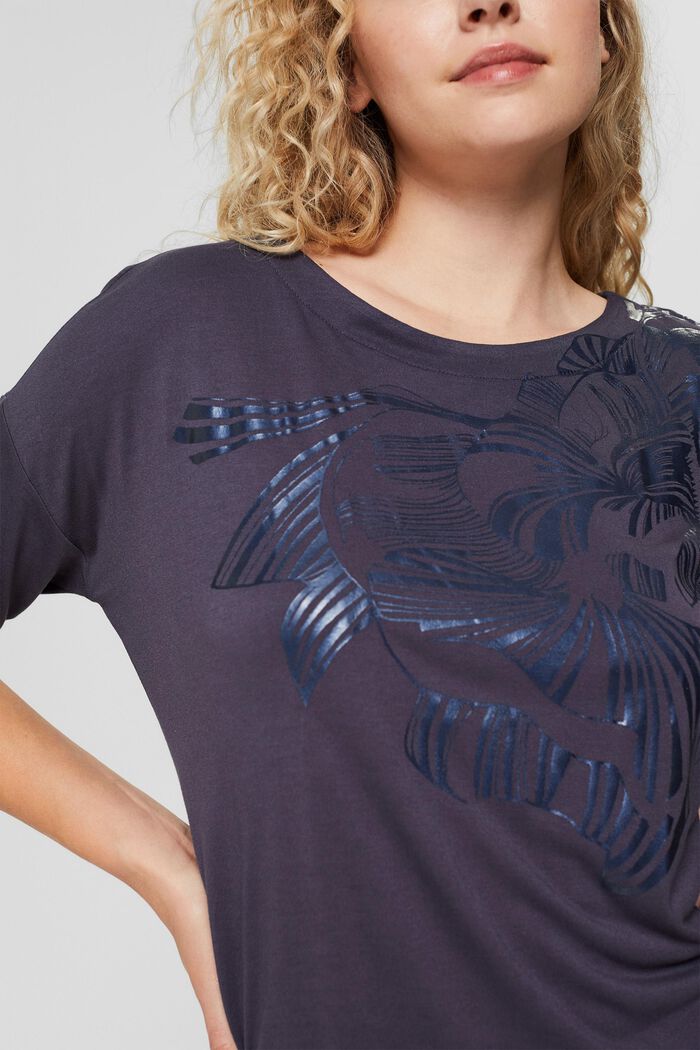 Tričko s metalickým potiskem, materiál LENZING™ ECOVERO™, DARK BLUE, detail image number 2