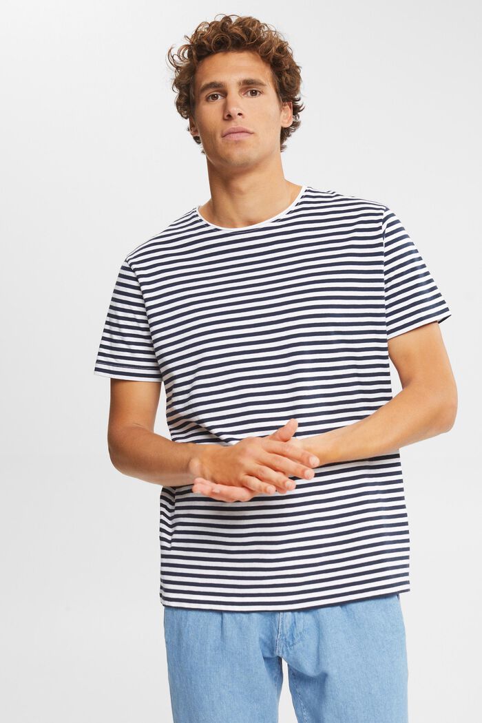Žerzejové tričko s pruhovaným vzorem, WHITE, detail image number 0
