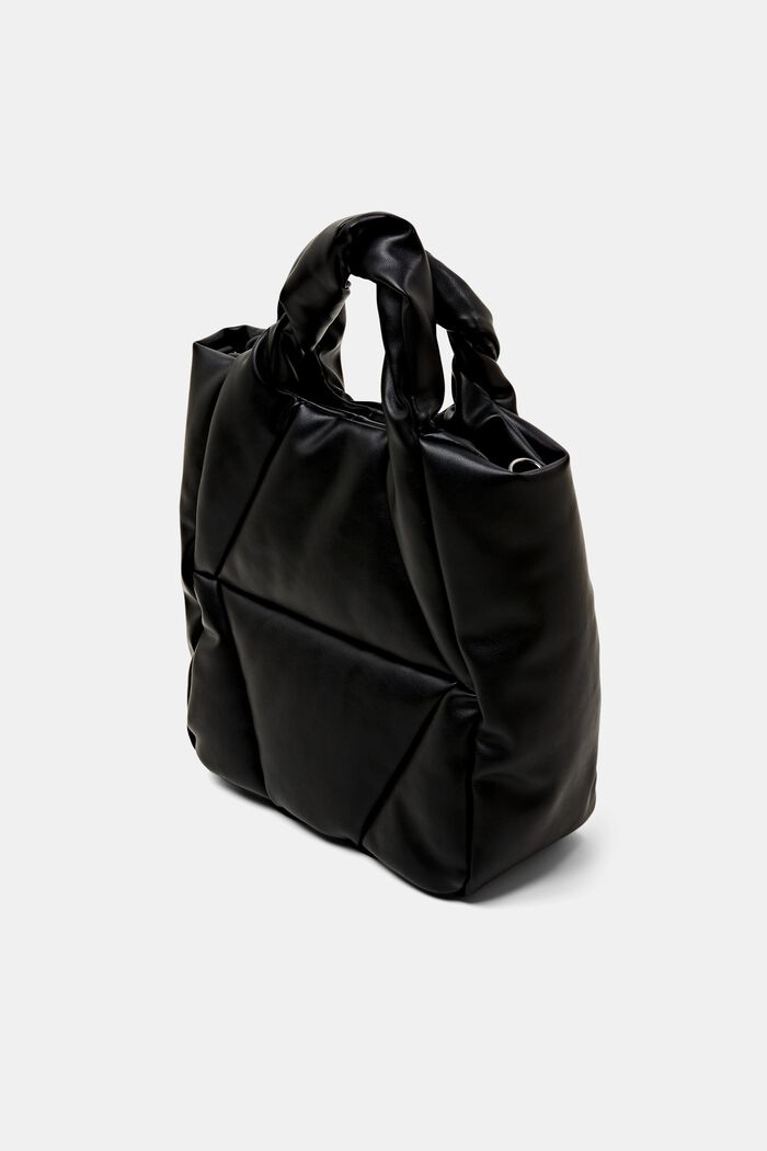 Nadýchaná taška tote bag z imitace kůže, BLACK, detail image number 2
