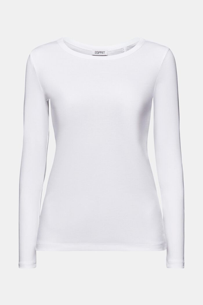 Bavlněné žerzejové tričko s dlouhým rukávem, WHITE, detail image number 5
