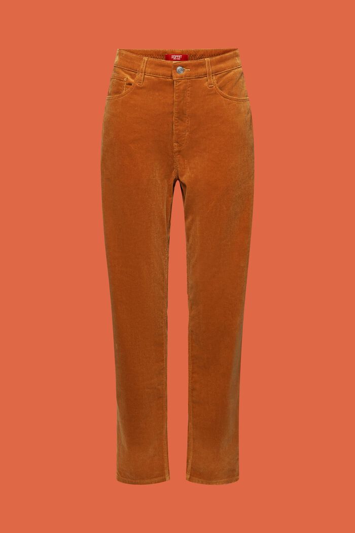 Manšestrové kalhoty, rovný střih a vysoký pas, CARAMEL, detail image number 6
