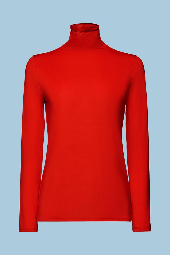 Tričko s dlouhým rukávem a nízkým rolákem, RED, detail image number 6