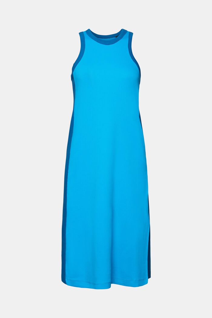 Žebrové žerzejové midi šaty, strečová bavlna, BLUE, detail image number 7