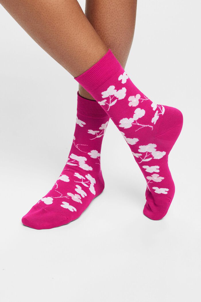 Ponožky s potiskem, z hrubé pleteniny, 2 páry, PINK, detail image number 1