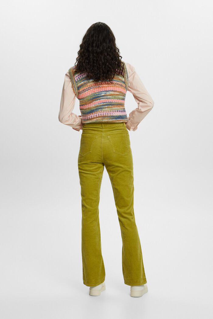 Manšestrové kalhoty s bootcut střihem a vysokým pasem, PISTACHIO GREEN, detail image number 3
