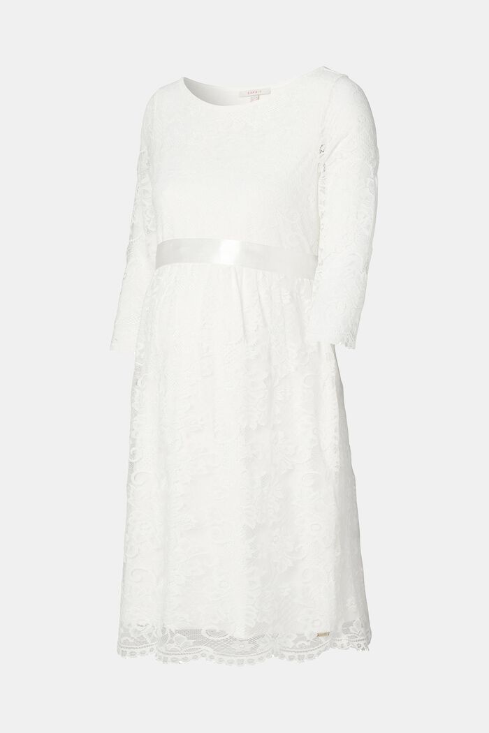 Květované krajkové šaty s vázačkou, BRIGHT WHITE, detail image number 1