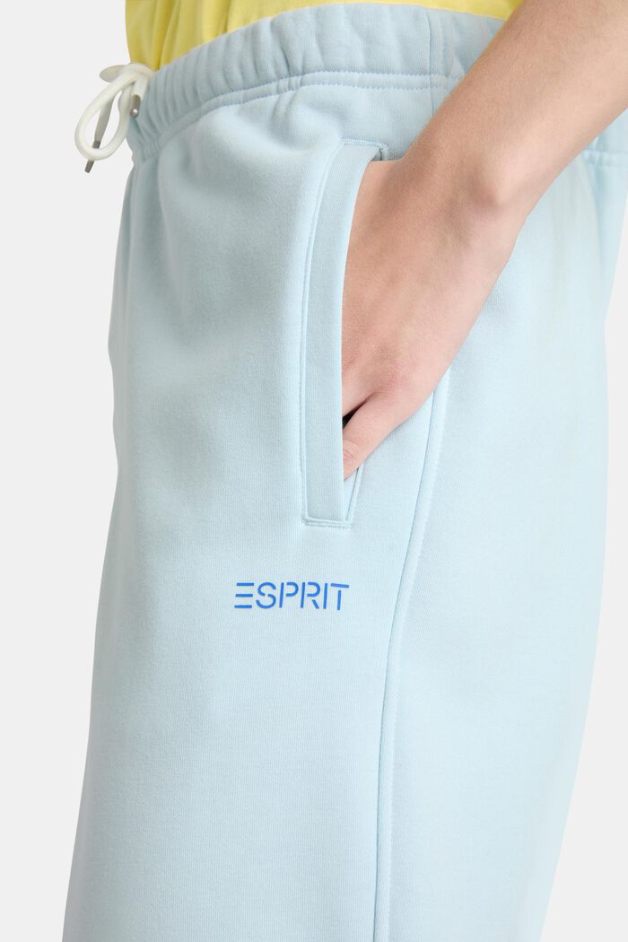 Unisex teplákové flaušové kalhoty s logem, z bavlny, PASTEL BLUE, detail image number 2