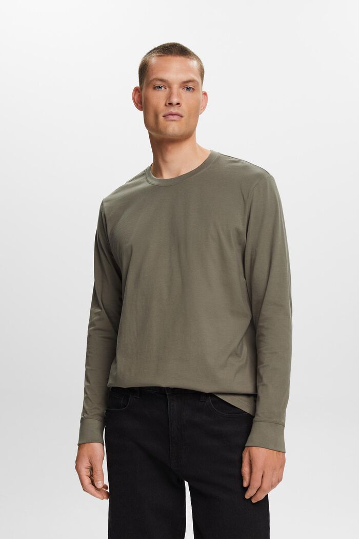 Žerzejové tričko s dlouhým rukávem, 100 % bavlna, GUNMETAL, detail image number 0
