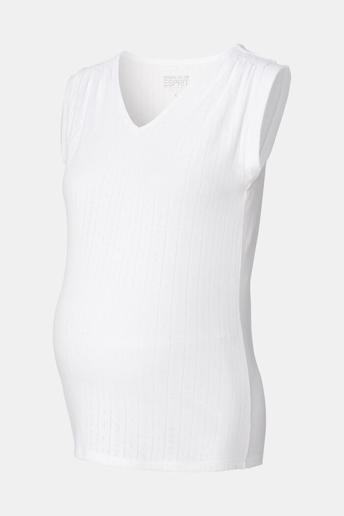 Tričko s jemným dírkovaným vzorem, bio bavlna, BRIGHT WHITE, detail image number 4