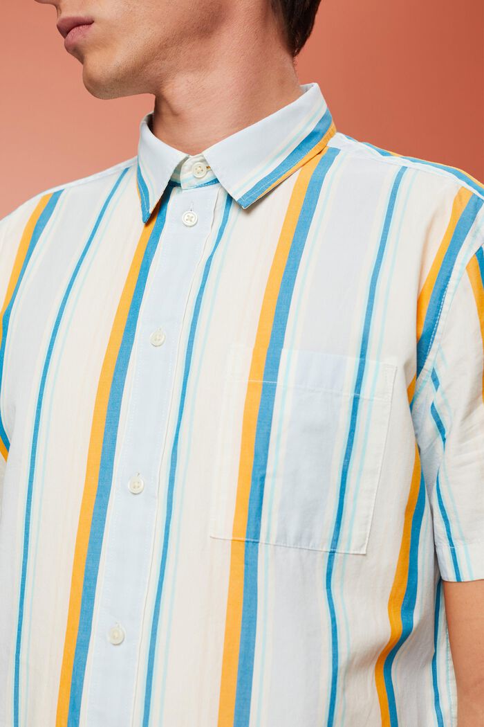 Vzorovaná košile s krátkým rukávem, 100% bavlna, TURQUOISE, detail image number 2